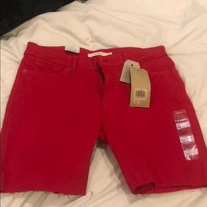 red levi’s jeans that were cut into shorts !!